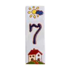 Load image into Gallery viewer, Ceramic house number tile - Italian villa, ceramic relief style