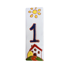 Load image into Gallery viewer, Ceramic house number tile - Italian villa, ceramic relief style