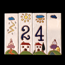 Load image into Gallery viewer, Ceramic house number tile - Italian villa, ceramic relief style
