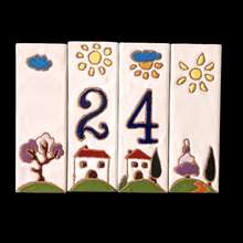 Load image into Gallery viewer, Ceramic house number tile - Italian villa, ceramic relief style