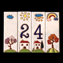 Load image into Gallery viewer, Ceramic house number tile - Italian villa, ceramic relief style