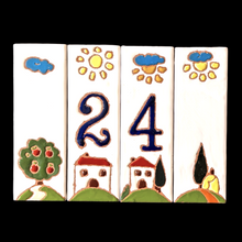 Load image into Gallery viewer, Ceramic house number tile - Italian villa, ceramic relief style
