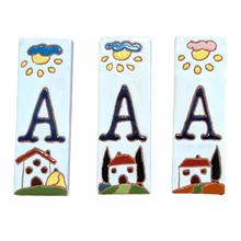 Load image into Gallery viewer, Ceramic house number tile - Italian villa, ceramic relief style