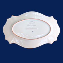 Load image into Gallery viewer, Oval serving platter - blue with lemons and decorative edge, large