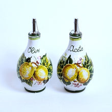 Load image into Gallery viewer, Oil & vinegar bottle set with handles - Limone mazzo, 350ml