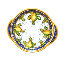 Load image into Gallery viewer, Set of two round trays with handles - 25cm and 30cm diam - Lemon