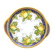 Load image into Gallery viewer, Set of two round trays with handles - 25cm and 30cm diam - Lemon