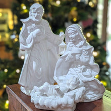 Load image into Gallery viewer, 4 piece Holy Family nativity set - white ceramic