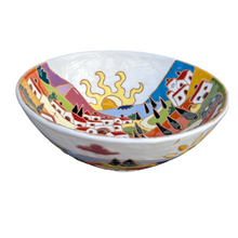 Load image into Gallery viewer, Round bowl with Tuscan village, relief style - 22.5cm diam