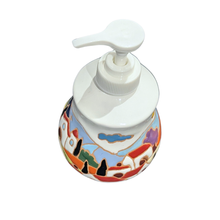 Load image into Gallery viewer, Liquid soap dispenser - Tuscan scene, relief ceramic style