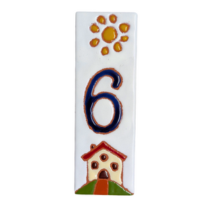 Ceramic house number tile - Italian villa, ceramic relief style