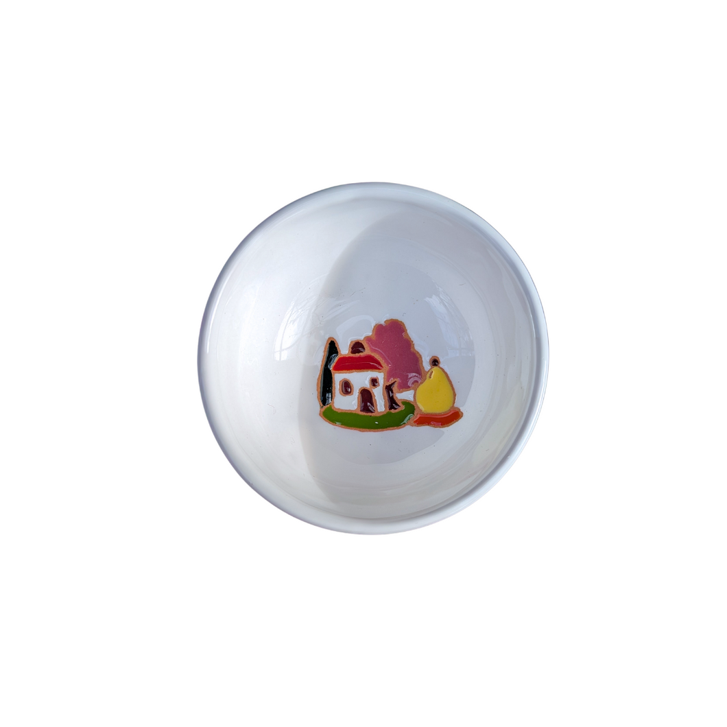 Round bowl with Tuscan house, relief style - 12cm diam