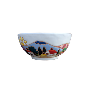 Round bowl with Tuscan houses, relief style - 14cm diam