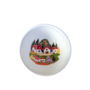 Round bowl with Tuscan houses, relief style - 14cm diam
