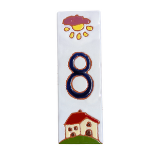 Ceramic house number tile - Italian villa, ceramic relief style