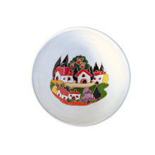 Load image into Gallery viewer, Round bowl with Tuscan houses, relief style - 16cm diam
