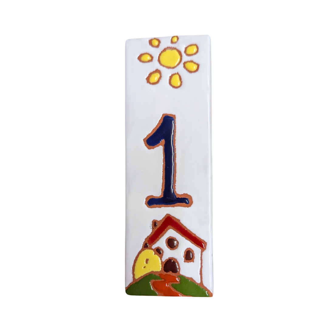 Ceramic house number tile - Italian villa, ceramic relief style