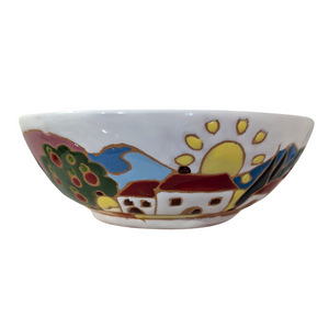 Round bowl 20cm with Tuscan village - relief style