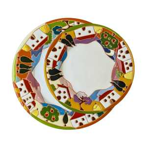 Side plate with Tuscan village scene, 22cm diameter