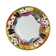 Dinner plate with Tuscan village scene, 28cm diameter