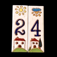 Load image into Gallery viewer, Ceramic house number tile - Italian villa, ceramic relief style
