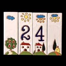 Load image into Gallery viewer, Ceramic house number tile - Italian villa, ceramic relief style
