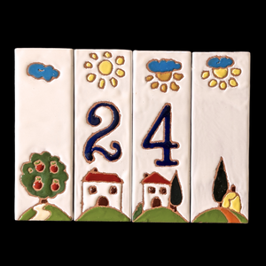 Ceramic house number tile - Italian villa, ceramic relief style