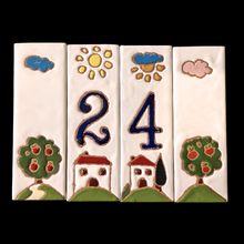 Load image into Gallery viewer, Ceramic house number tile - Italian villa, ceramic relief style
