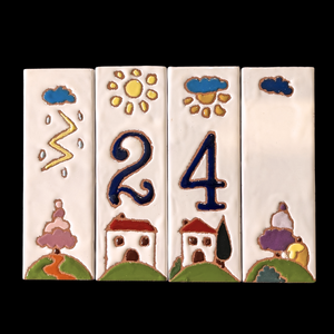 Ceramic house number tile - Italian villa, ceramic relief style