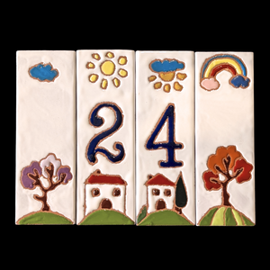 Ceramic house number tile - Italian villa, ceramic relief style