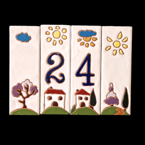 Ceramic house number tile - Italian villa, ceramic relief style