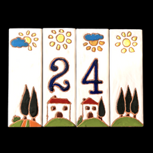 Load image into Gallery viewer, Ceramic house number tile - Italian villa, ceramic relief style
