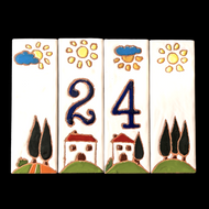 Ceramic house number tile - Italian villa, ceramic relief style
