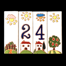 Load image into Gallery viewer, Ceramic house number tile - Italian villa, ceramic relief style
