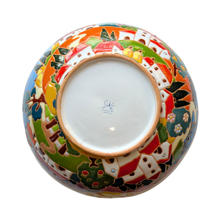 Round bowl with Tuscan village scene, relief style - 30cm diameter