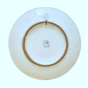 Round wall plate with Tuscan village scene, relief style - 40cm diameter
