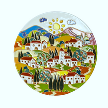 Load image into Gallery viewer, Round wall plate with Tuscan village scene, 30cm diameter
