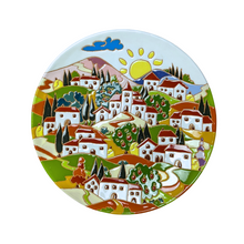 Load image into Gallery viewer, Round wall plate with Tuscan village scene, 30cm diameter
