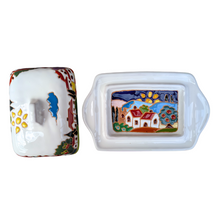 Load image into Gallery viewer, Butter dish with Tuscan village scene, relief style
