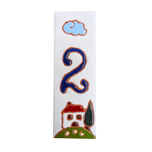 Ceramic house number tile - Italian villa, ceramic relief style