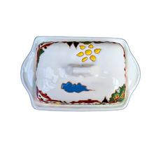 Load image into Gallery viewer, Butter dish with Tuscan village scene, relief style
