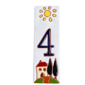 Ceramic house number tile - Italian villa, ceramic relief style