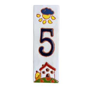 Ceramic house number tile - Italian villa, ceramic relief style