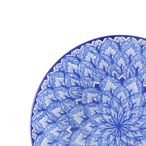 Blue feather & dots decorative plate - 30cm