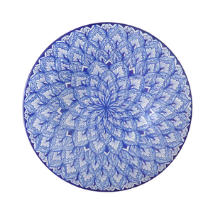 Blue feather & dots decorative plate - 30cm