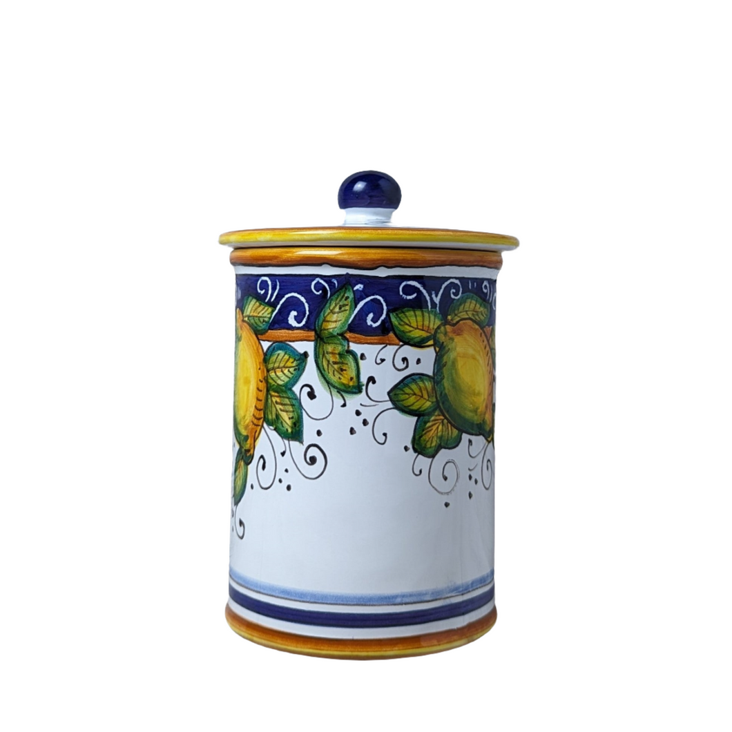 Storage canister with lid - medium (22cm high) - Lemon