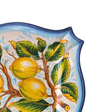 Load image into Gallery viewer, Oval serving platter - lemons with light blue edge, large
