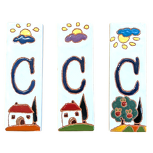 Load image into Gallery viewer, Ceramic house number tile - Italian villa, ceramic relief style
