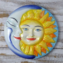 Load image into Gallery viewer, Ceramic smiling eclipse wall plaque - round, large
