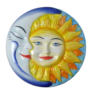 Ceramic smiling eclipse wall plaque - round, large